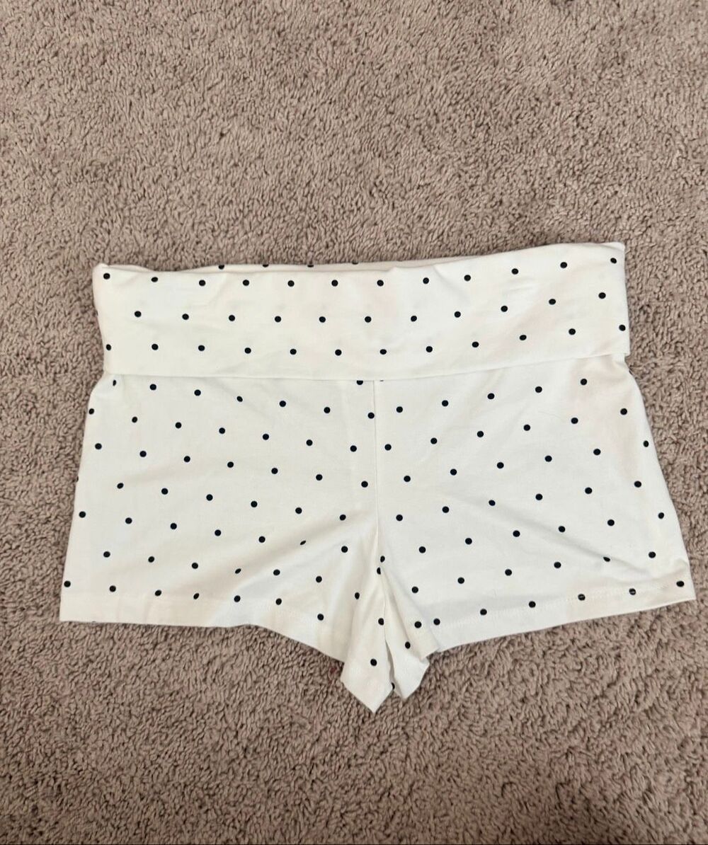Girlhood Society White Black Polka Dot Lounge Pajama Sleep Shorts Women Size XL